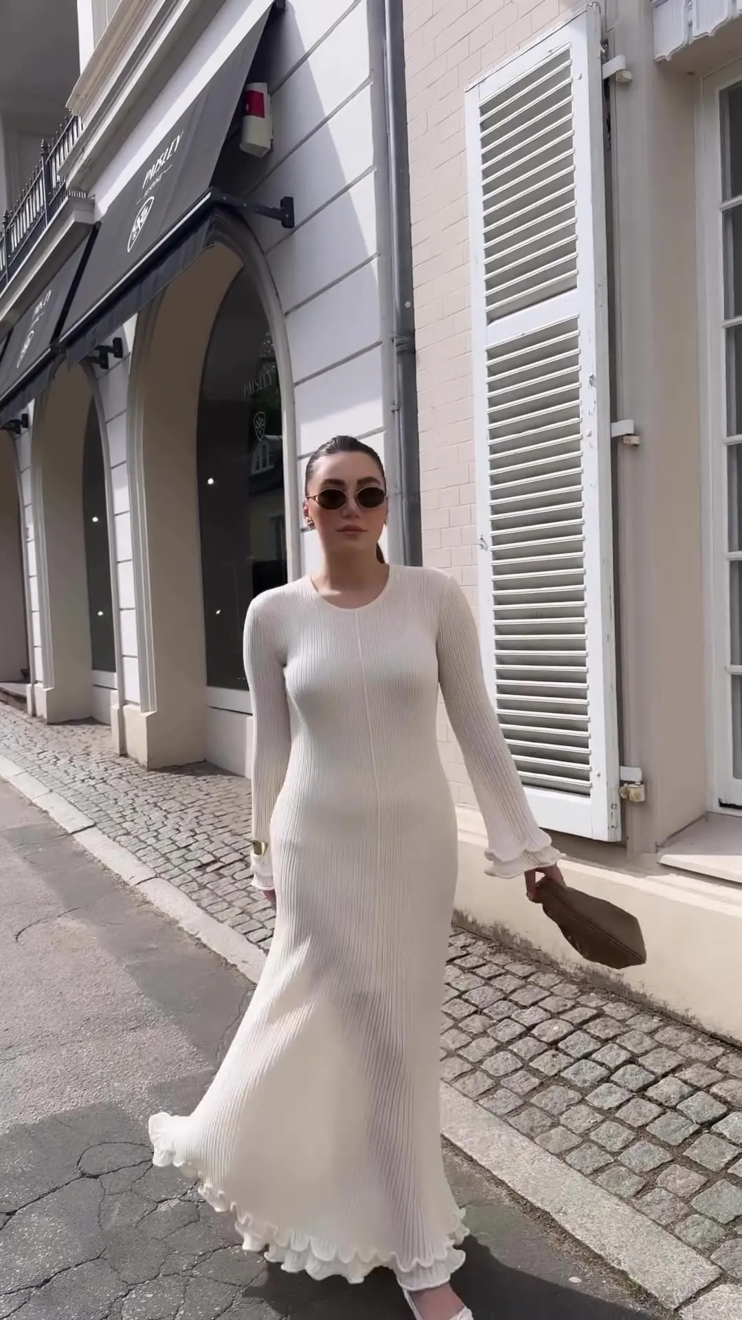 

2025 Knitwear Fashion Loose Maxi Dress Women Lace-Up High Waist Ribbed Long Sleeve Party Dress Female Knit Bandage Long Dress