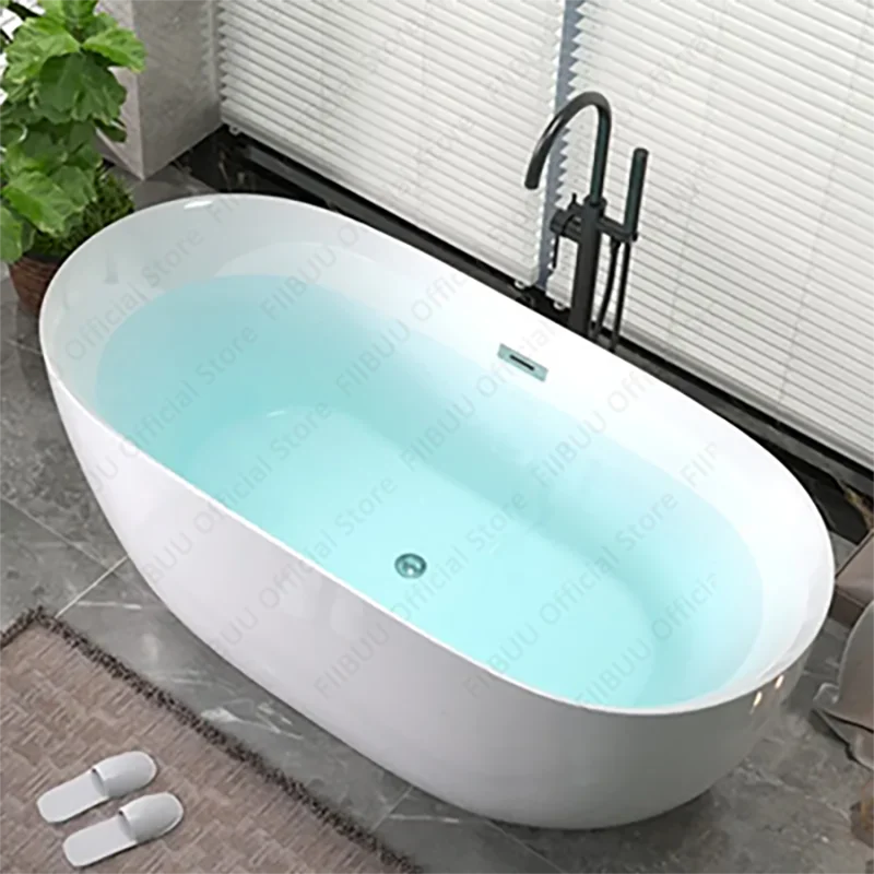 

Acrylic Household Bathtub For Hotel And Guesthouse,Freestanding And Movable Tub,Seamless Small-sized Arc-shaped Bathroom Fixture