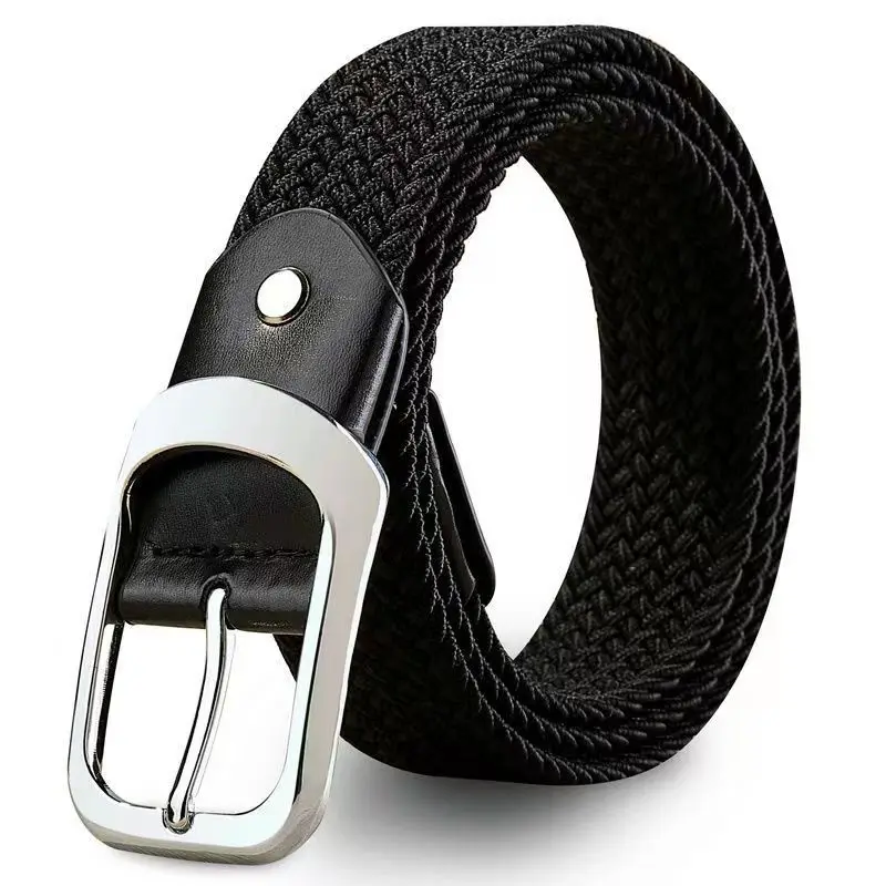 Ceinture en toile élastique tissée unisexe, non poreuse, décontractée, entrecoupée, respirante, confortable, universelle, 105cm