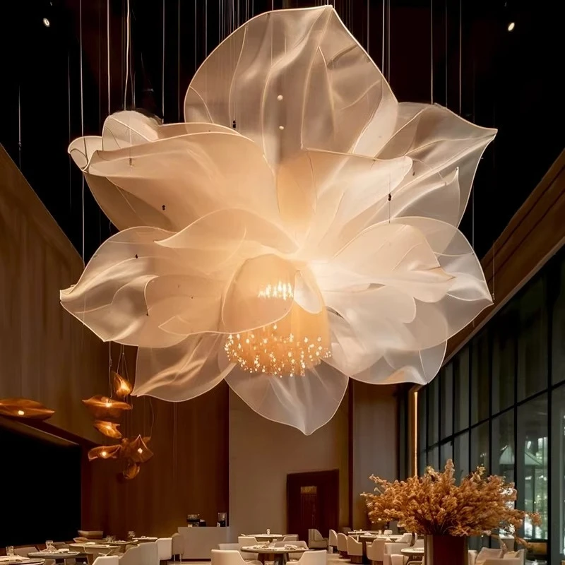 

Nordic art dining room light modern simplicity personality living room petal chandelier personality creativity bar table mesh li