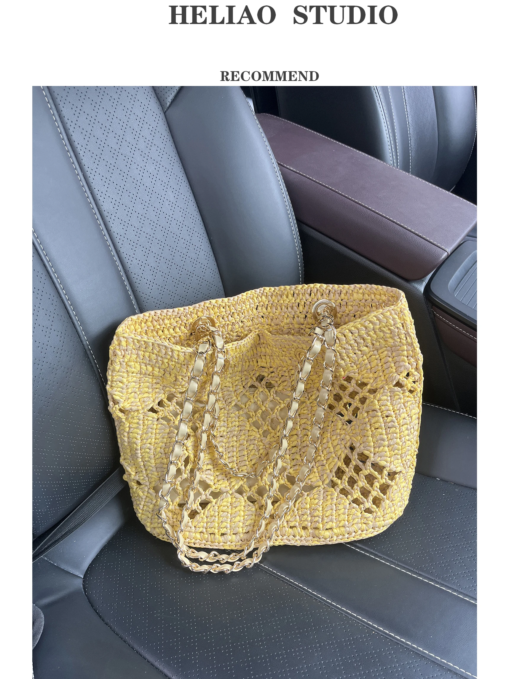

Spring Summer 2025 New Sle Rfia St Chain Tote Bag Women's oulder Beach Bag Briti Sle Soft Leather Handbag