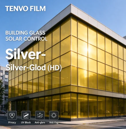 Silver Gold HD Window Tint Roll PET Material One Way Privacy Heat Rejection Anti Glare Solar Control For Household Automotive Wi