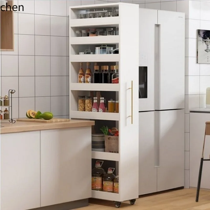HT  Ultra-Narrow Sideboard Cabinet for Dining Room, Refrigerator Gap Side Pull-Out Storage Cabinet, Table Edge Gap Push-Pull