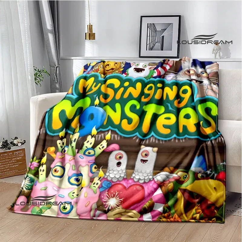 

Game My Singing Monsters cartoon Printed blankets Picnic blanket Flannel Warm blanket Travel Blankets bed linings Birthday Gift