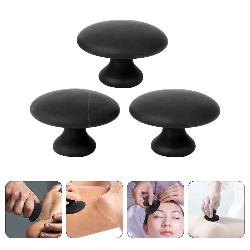 3 Pcs Spa Essential Oil Stone Needle Massager Gua Sha Massagger Board Mushroom Shape Guasha Bianstone Relaxing Portable Tool