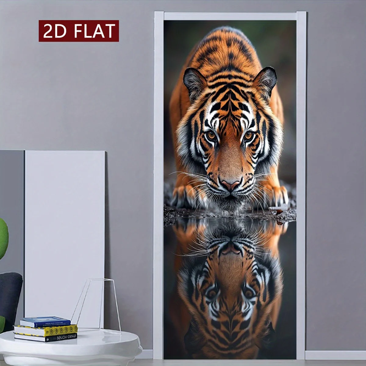 1 pair of elegant tiger shadow self-adhesive door stickers, made of vinyl material, disposable, suitable for decorating kitchen,