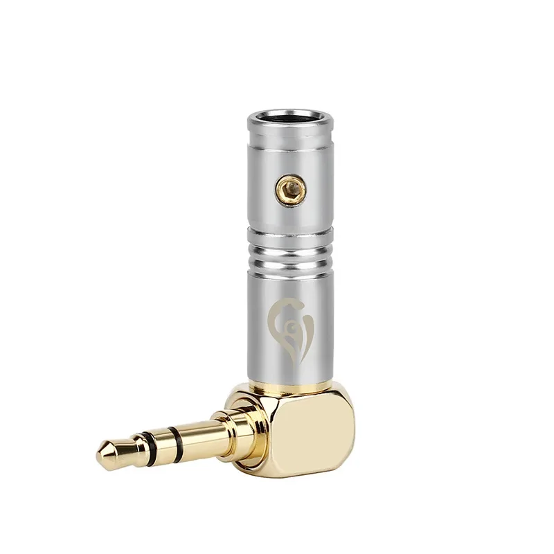 3.5mm Jack Earphone Plug Connectors Right Angle 3 Poles HiFi Headphone 90 Degree Audio Adapter Gold Plated Hardware