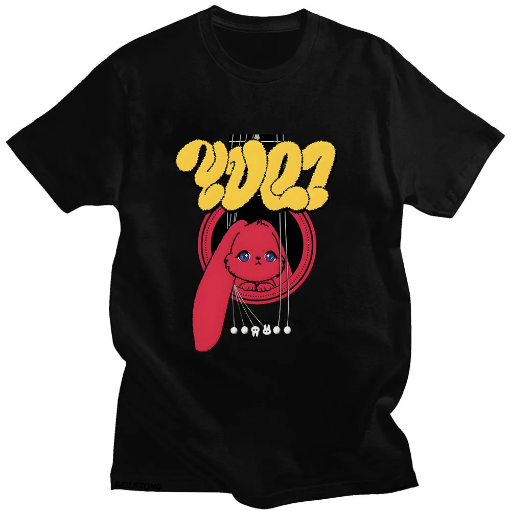 

YUQI 1st Mini Album YUQI1 T-shirt Red Rabbit Funny Cartoon Printing Tee-shirt CottonSoft Women Men Tshirts Graphic Tees Summer