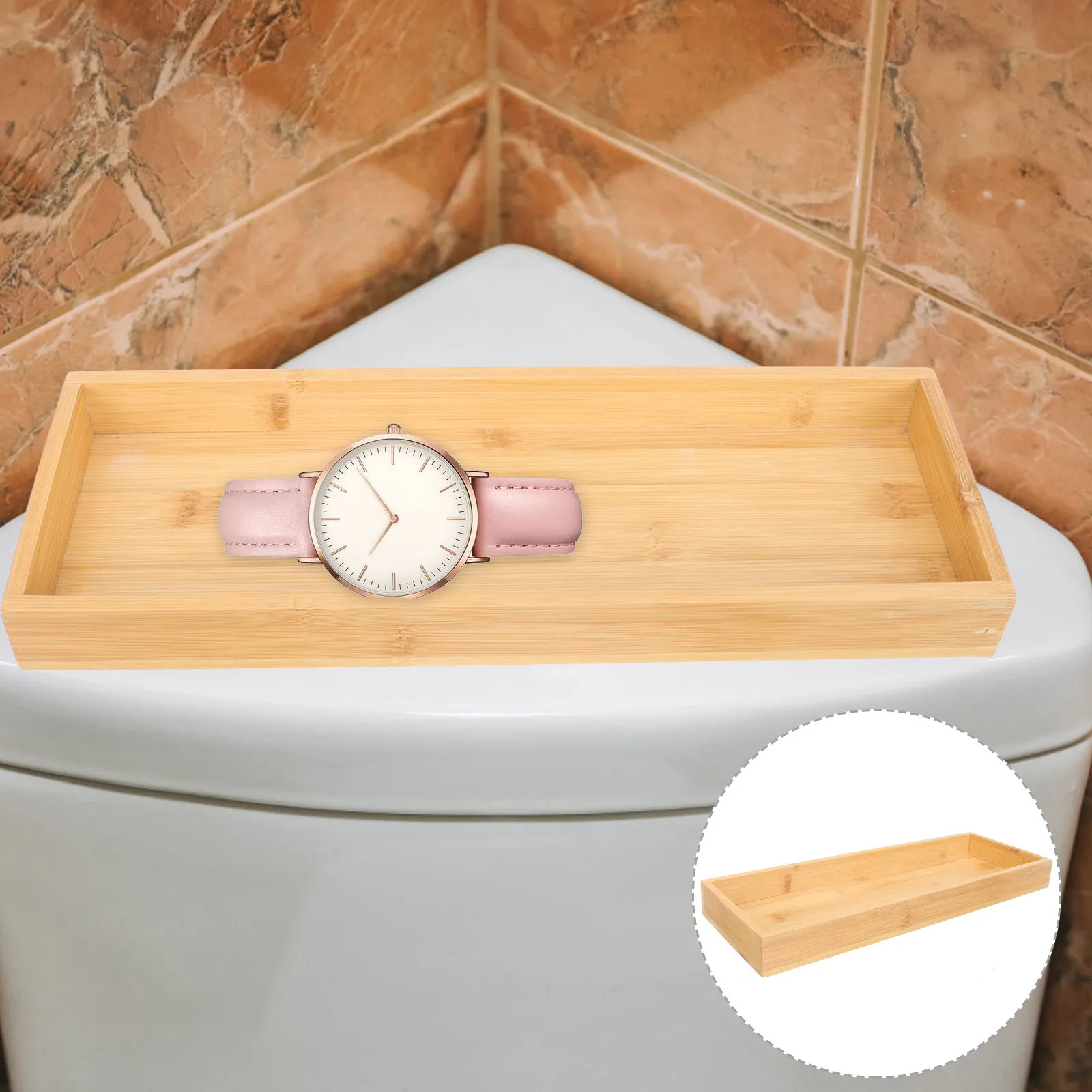 

Japanese Style Bathroom Wood Storage Tray Natural Vanity Tray for Jewelry Accessories Soap Container Countertop