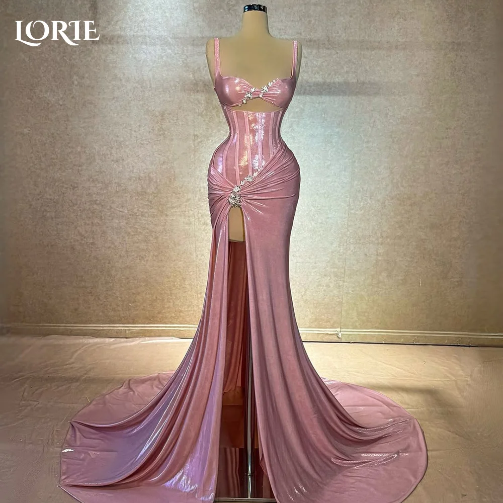 

LORIE Shiny Satin Mermaid Evening DressSpaghetti Straps Princess Prom Dress Sexy Shiny Leather Sparkly Party Gown Customized