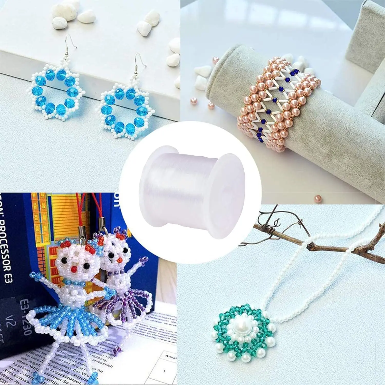 Transparente Armbandschnur, Angelschnur, unsichtbarer Faden für die Schmuckherstellung und die Herstellung von Armbändern und Halsketten, zum Nähgarn – Detail 6