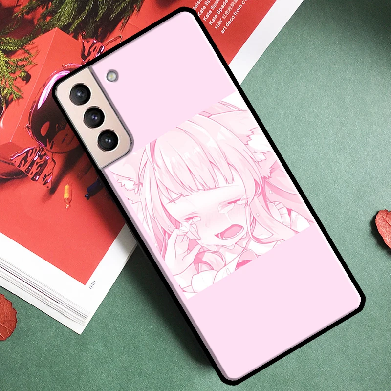 Pink Kawaii Anime Loli Silicone Case For Samsung Galaxy S20 FE S8 S9 S10 S21 Plus Note 20 Ultra S22 S23 Ultra Cover