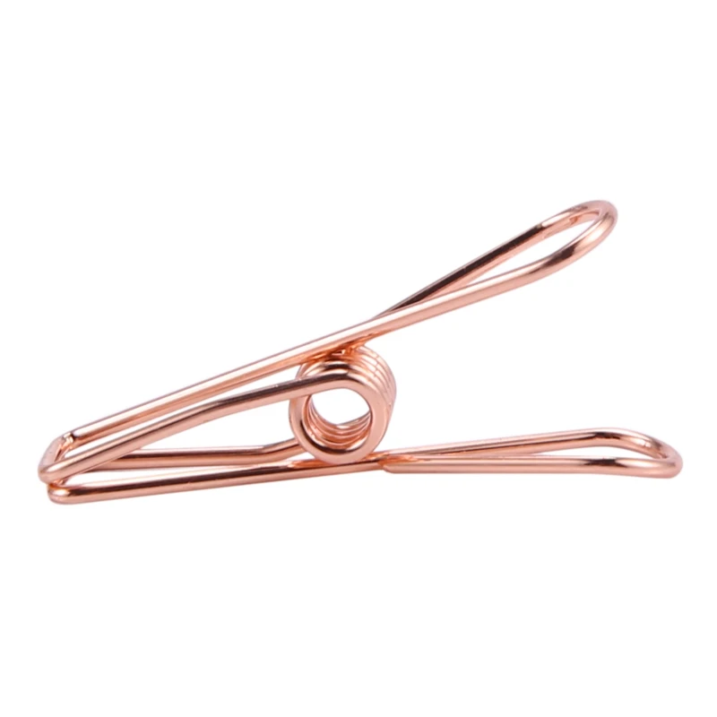 Pack Of 25 Rose Gold Small Metal Clips - Multi-Purpose Clothesline Utility Clips