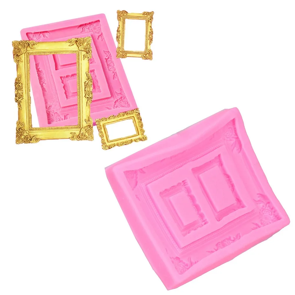 Food-Grade Silicone Silicone Photo Frame Mold Nested Frame Cavities Heat Resistant Chocolate Clay Mold Easy Release