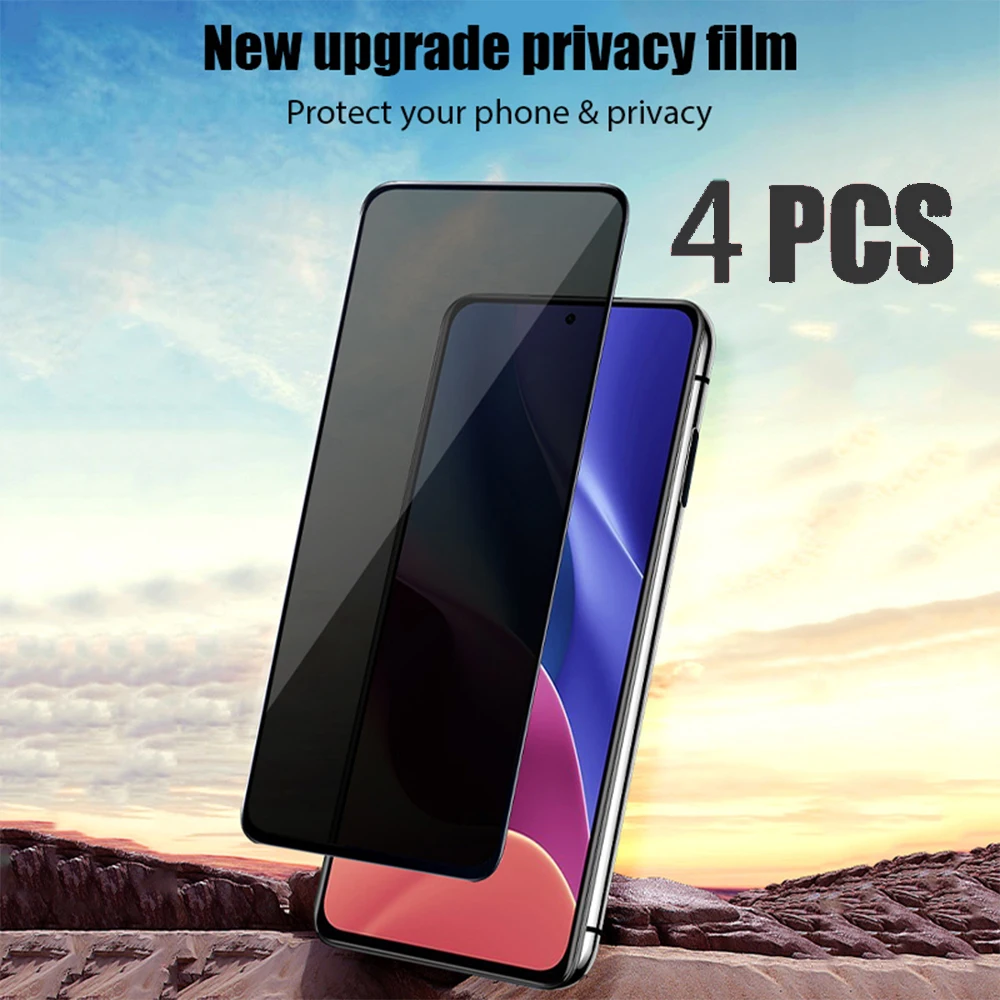 4 Pcs! Anti-Spy Protective Glass for Vivo Y35 Y33S Privacy Screen Protector for OPPO Reno 7 5 Lite A96 A17