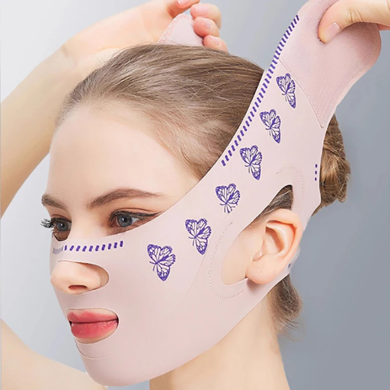 1pc Doppel Schicht Chin Up Maske V Linie Gestaltung Gesicht Masken Gesicht Sculpting Schlaf Maske Gesichts Abnehmen Strap Gesicht heben Gürtel