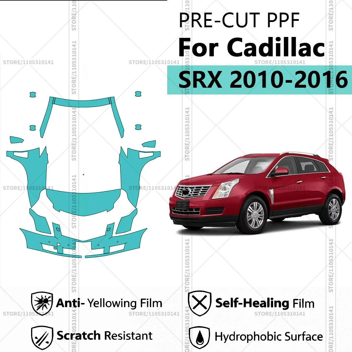 

Для Cadillac SRX 2010-2016: Профессиональный комплект прозрачной защитной пленки (PPF) для автомобиля, предварительно вырезанная, для передней части кузова