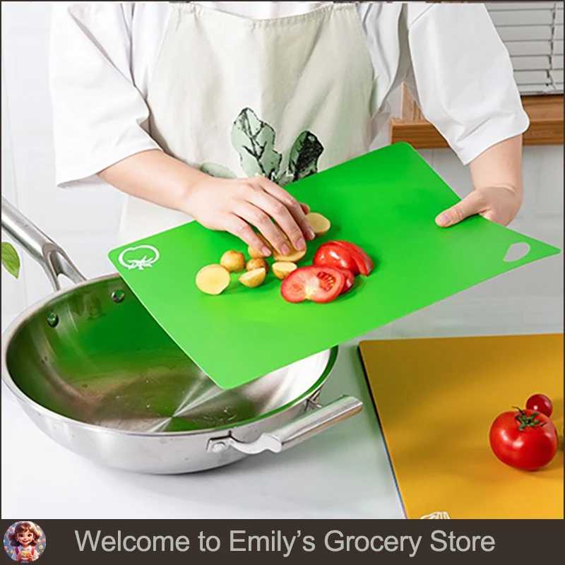 

38x30cm Set of 6pcs Flexible Plastic Non-slip Chopping Block Cutting Board Chopping Block Mats With Food Icons Kitchen Tools