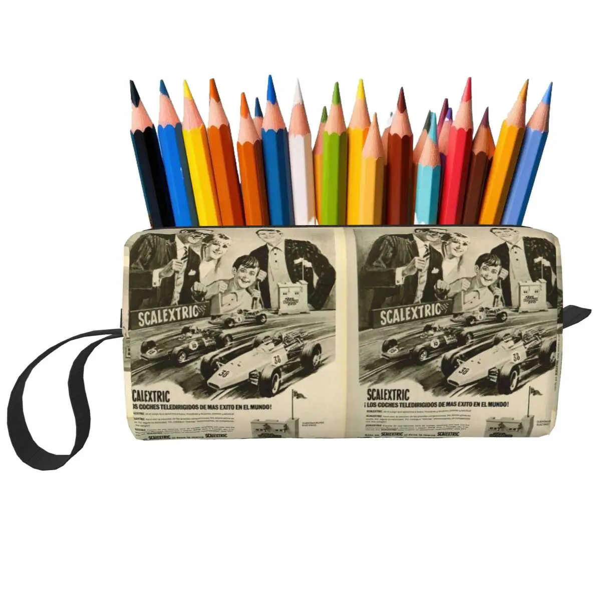 Scalextric 4 Anuncios Estuche para lápices para niños y niñas, caja para lápices, bolsa para lápices, suministros de papelería, bolsa de cosméticos para mujer