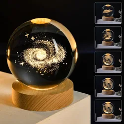 7 Styles Crystal Ball Night Light Interstellar USB Universe Moon Decor Ornaments Desktop Luminous Kid  Romantic Gift Night Light