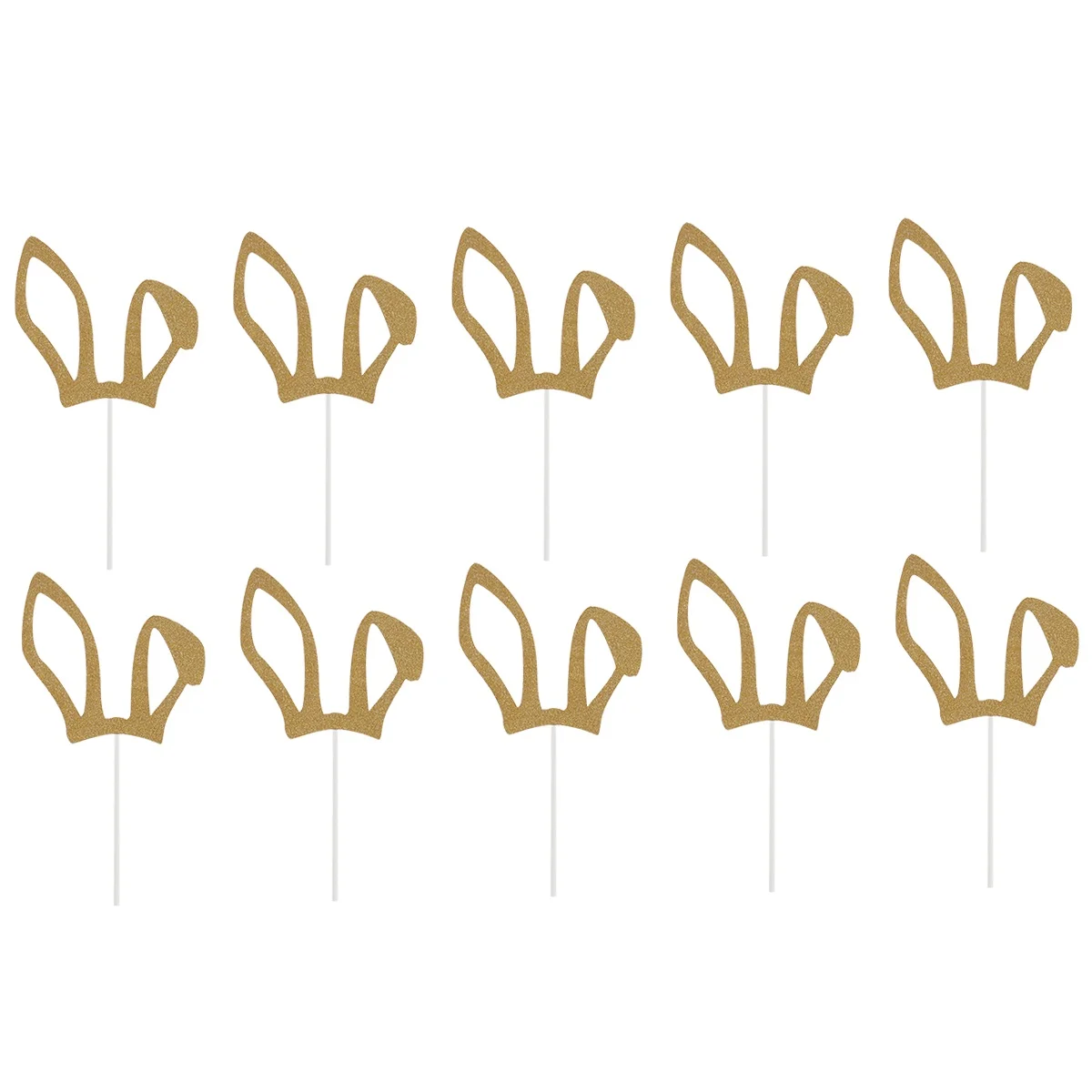 

12 Pcs Rabbit Ears Cake Picks Glitter Surface Easter Decor Birthday Wedding Anniversary Cupcake Topper CakeDecorations