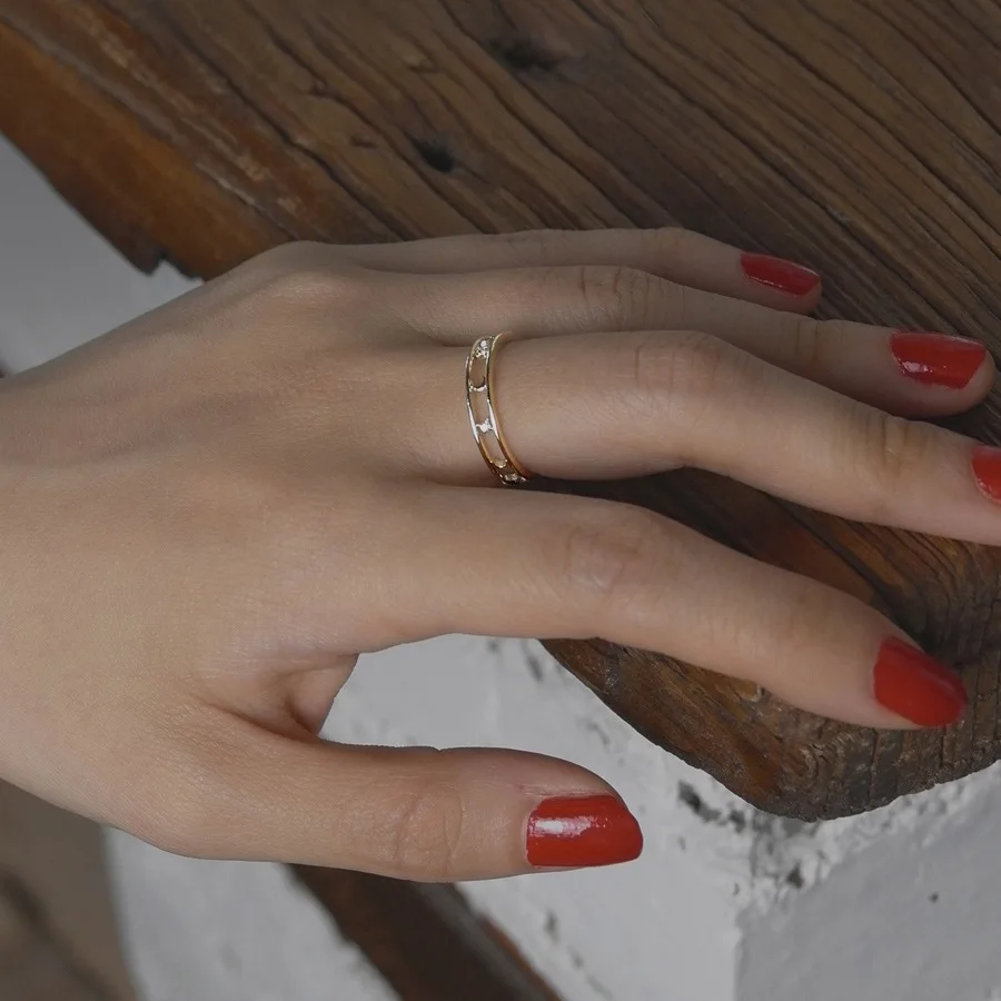 Ins خاتم مزاجه بسيط S925 الفضة النقية أنثى تصميم الأزياء المتخصصة 2021 خاتم نمط جديد رائع #4