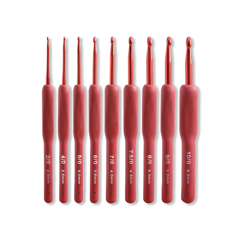 9PCS Crochet Hooks Ergonomic Crochet Hook Set, Soft Touch Aluminum Crochet Needle for Arthritic Hands, 2.0-6.0mm Crochet Kit
