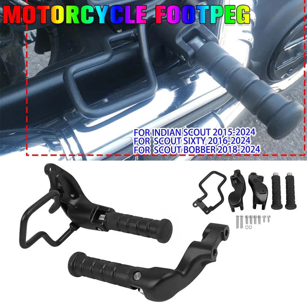 Soporte de Montaje para Reposapiés Trasero Plegable para Motocicletas Indian Scout 15-25, Scout Sixty 16-25, Scout Bobber 18-25