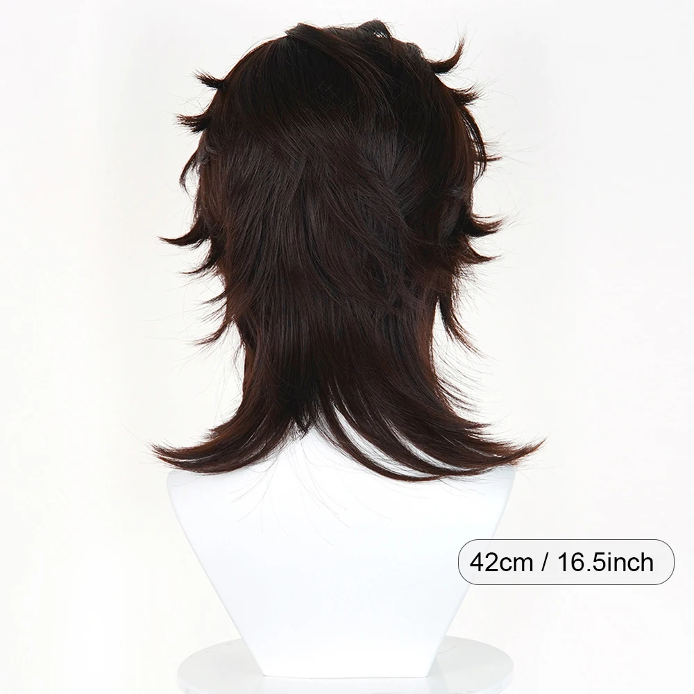 Brown Synthetic Short Straight Wigs Middle Part Anime Game Cosplay Fluffy Heat Resistant Wig for Daily Party