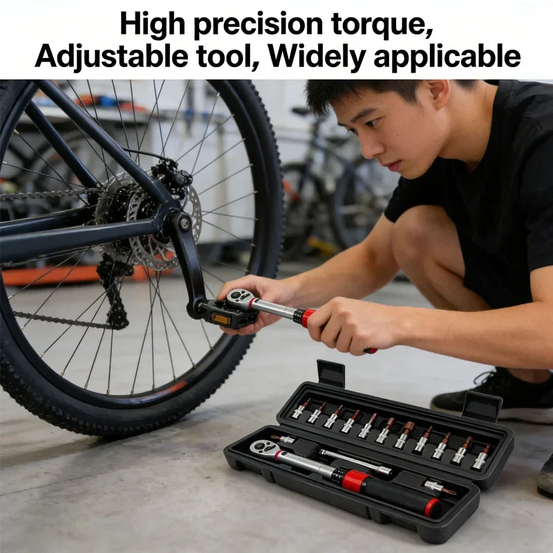 

15Pcs Bicycle Torque Wrench Set 1/4 Inch Dual Direction Bike Allen Key Socket Spanner Kit Precision Motorcycle Repair Tool
