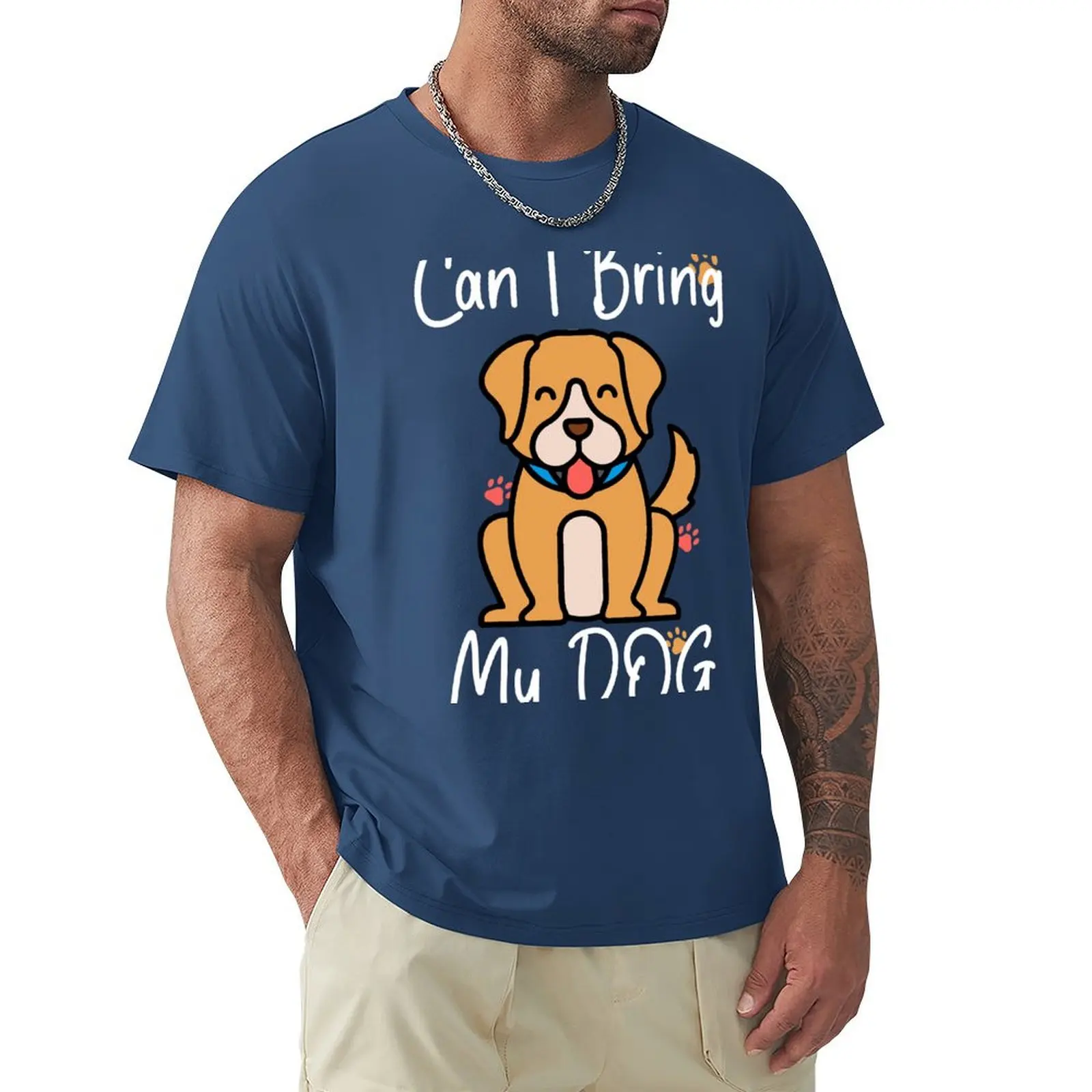 can i bring my dog T-Shirt boys whites cute tops plain white t shirts men