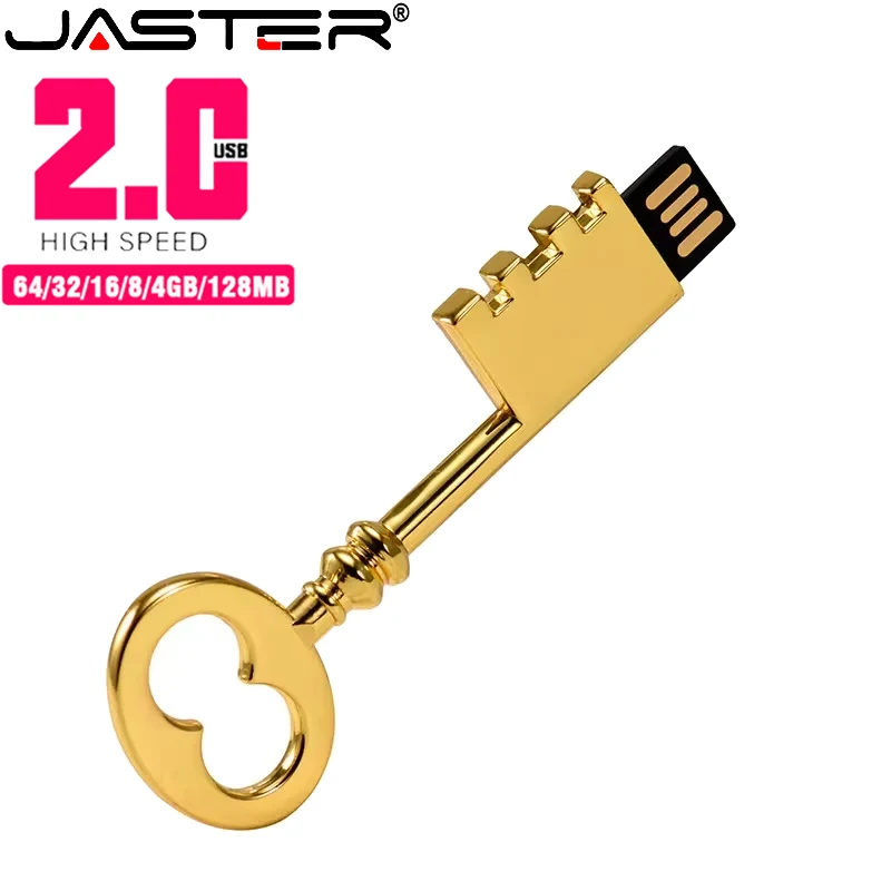 JASTER creativo chiave d'oro USB 2.0 chiavetta USB Flash Drive pendrive 4 GB 8 GB 16 GB 32 GB 64 GB memoria stick regali