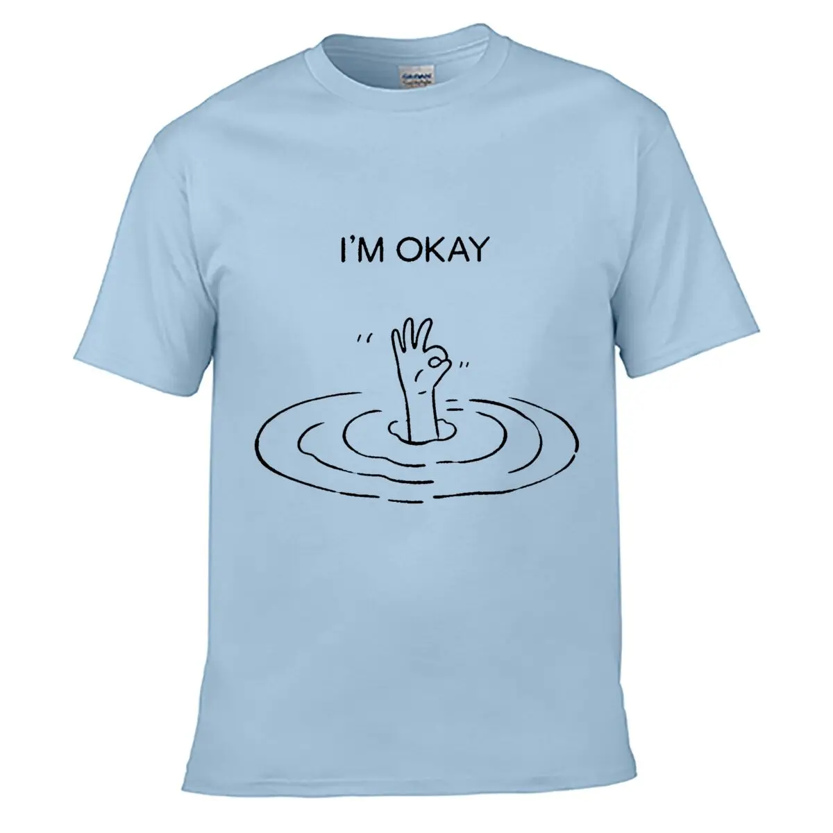 Im Okay Drowning Hand Signal Funny Minimalist Water Design Men Summer T-shirt Top
