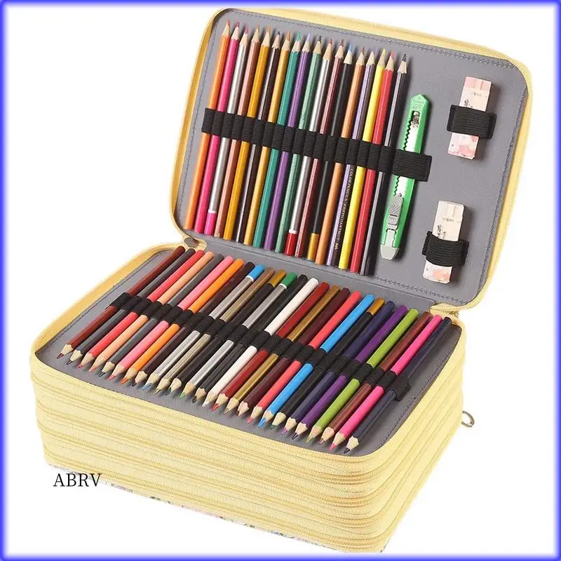 

Highly Recommended-250 Slots Colored Pencil Case Organizer With 5 Layer Zipper-Large Capacity Pens Storage Holder Bag For Studen