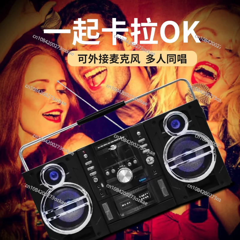 Retro Dual Card Tape  All-in-one Machine SD Card U Disk CD Bluetooth Multi-function Radio Karaoke Stereo