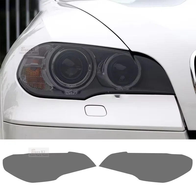 2 szt. Folia ochronna na reflektory samochodowe, przezroczysta, w kolorze czarnym dymionym, naklejka TPU na przednie światła do BMW X5 E70 X5M M Performance 2007-2013