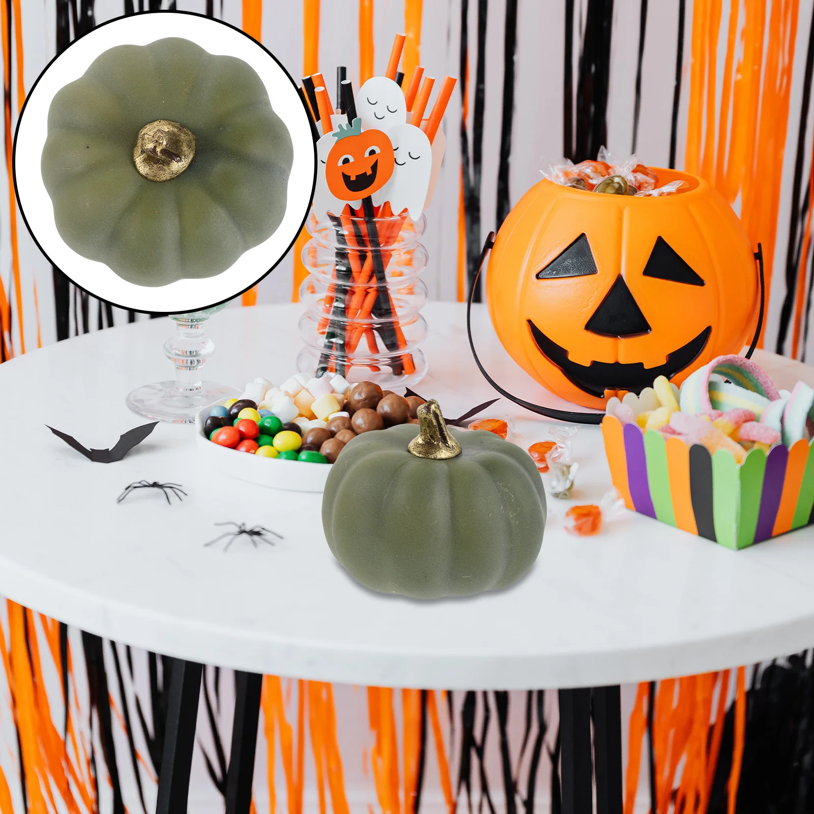 

10Pcs Artificial Fall Pumpkins Green Realistic Mini Fake Thanksgiving Table Centerpiece Autumn Harvest Decorations Indoor