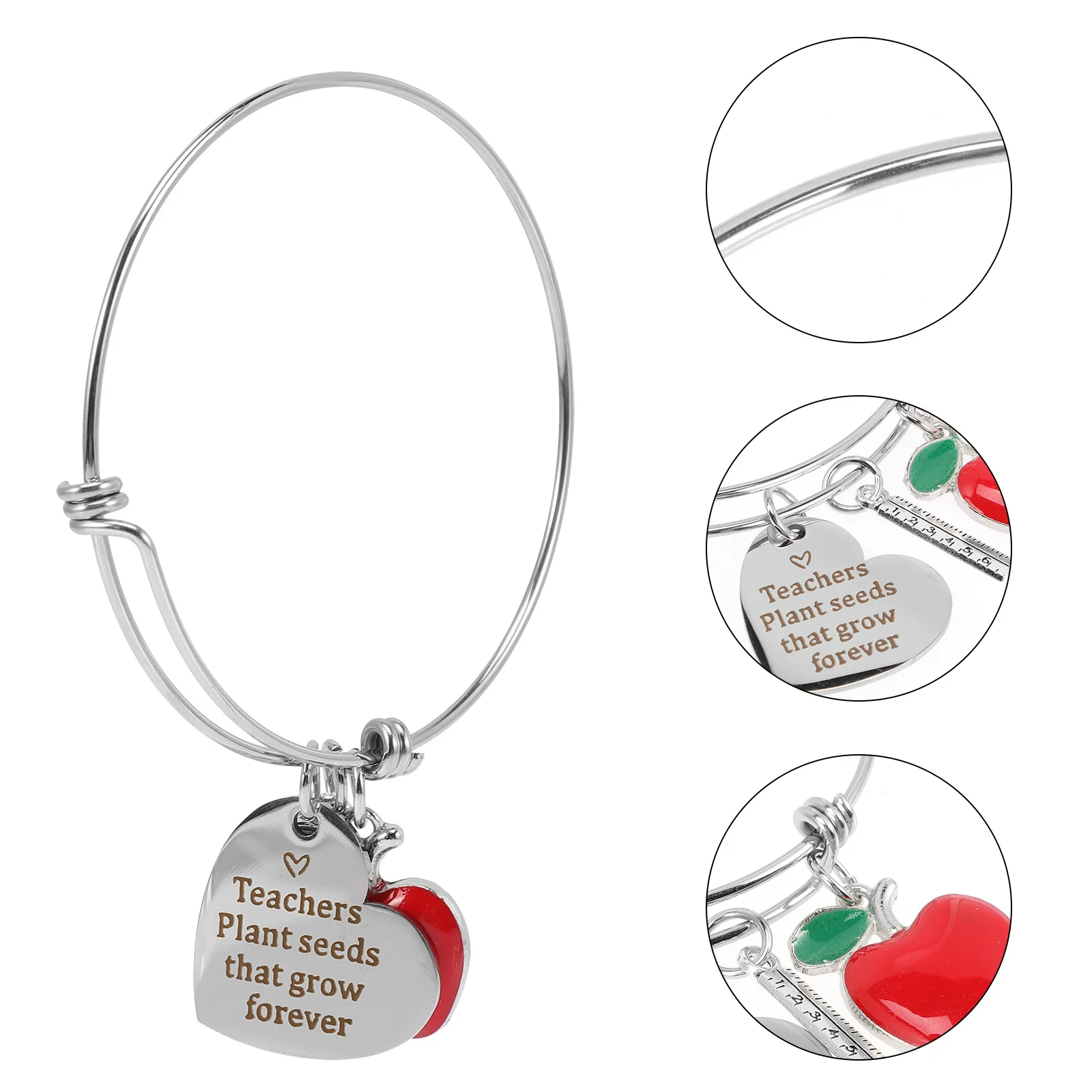 

Stainless Steel Adjustable Bracelet Women Teacher Gift Engraved Message Bangle Jewelry Accessories Elegant Design Charm Style