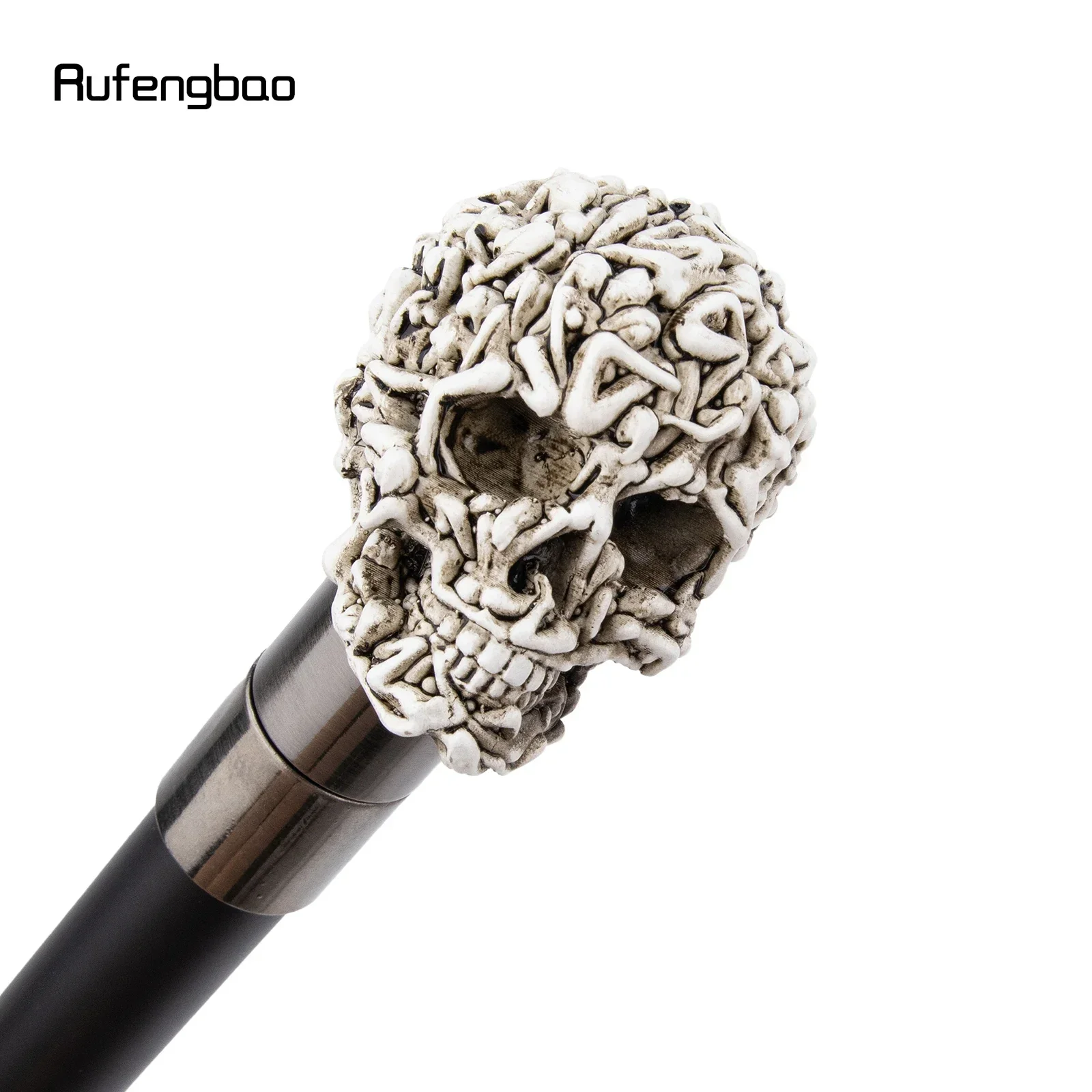 White Resin Skull Head Walking Cane Fashion Decorative Stick Elegant Cosplay Cane Knob Crosier 92cm  Performance Stage Cane view 4