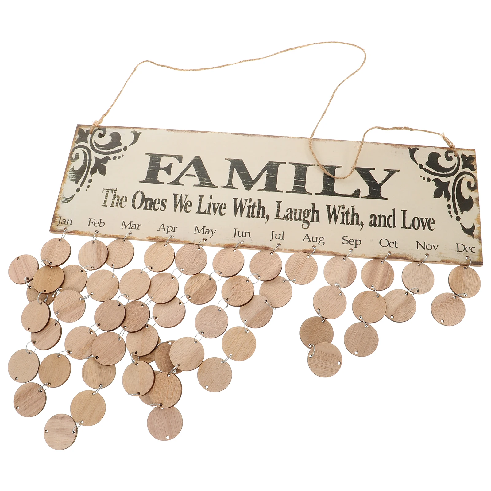 

Wooden Calendar Board 50Round Discs Family Wall Decor Birthday Reminder DIY Craft Holiday Family Birthday Board Gifts