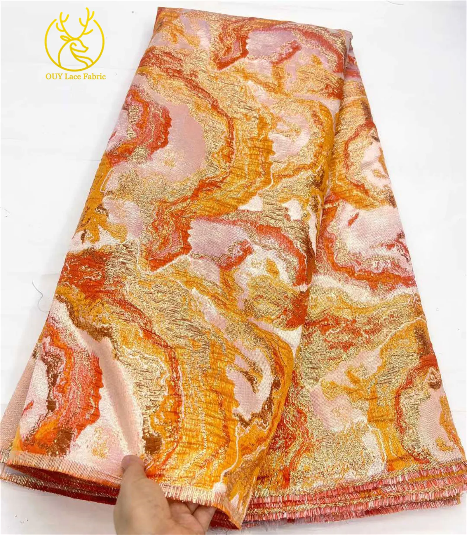 Brokat-Spitzenstoff 2026, luxuriöser afrikanischer französischer Tüll-Brokat-Jacquard-Stoff für Damen, Party, Abendkleid, Nähen, 5 Yards – Detail 13