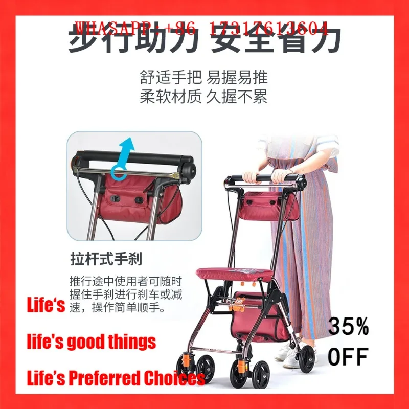 Elderly Walker with Wheels - Rolling Walking Aid for Seniors, Portable Shopping Cart for Grocery Runs