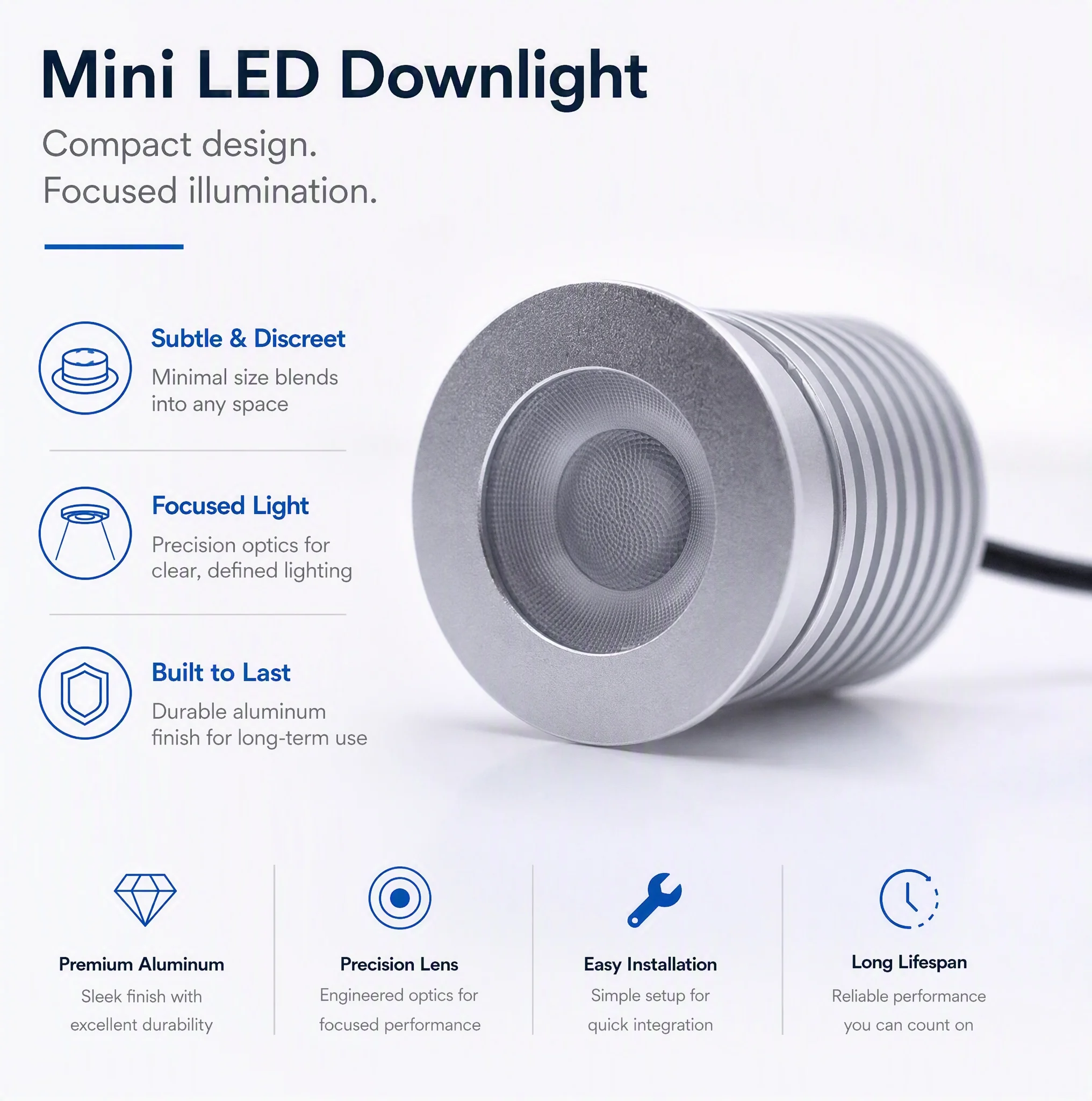 JOYINLED 9W DALI DT8 LED Module, DC24V Tunable Silver IP65 Waterproof Dimming Bulb Recessed Bulb Architectural Office Lighting
