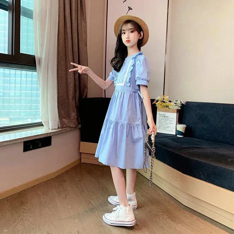 Teenage Fashion Girls Dress Summer Children Casual School Dresses Costumes Party Princess Kids Clothes Vestidos 6 8 10 12 14 Yea