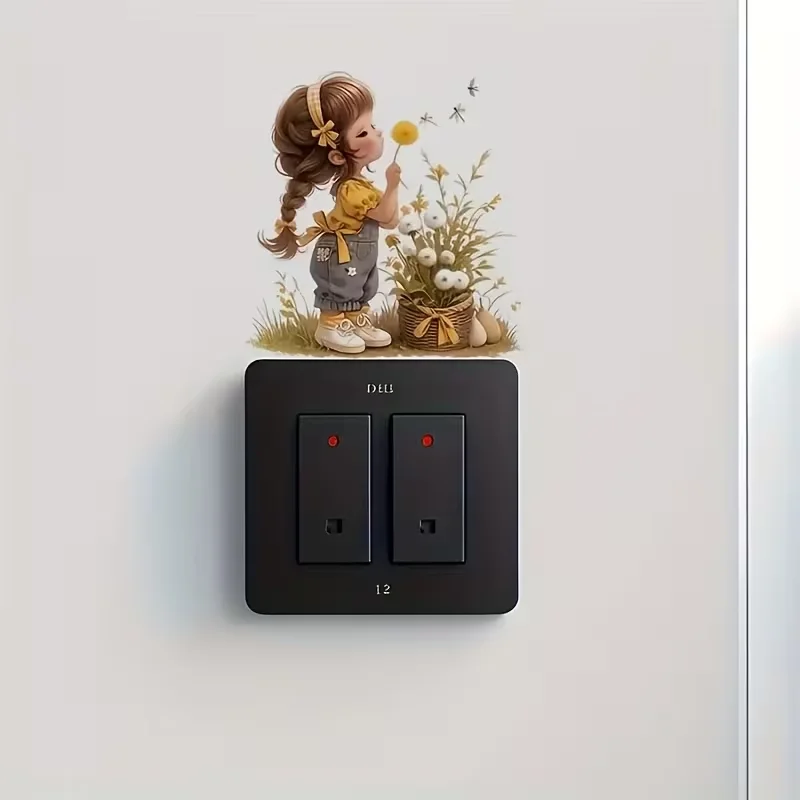 1 cute girl switch sticker, home beautification decoration sticker, used for home decoration