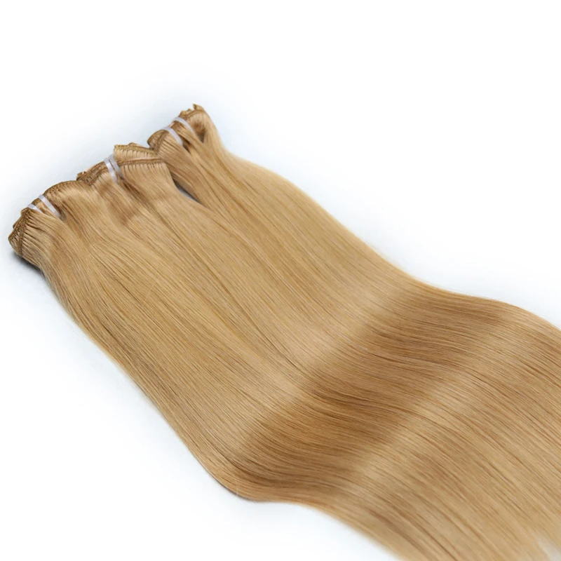 Clip In Human Hair Extension Raw Virgin Brazil Thick Long Hair End Full Head Clips In 7pcs/Set Straight Natural Blonde Hairpiece