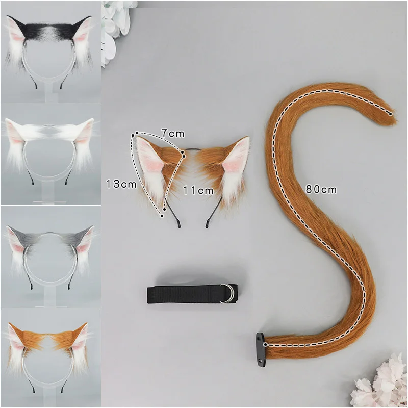 Archi Handwork NEKOPARA Vanilla Furry Headband Tail Maid White Cat
