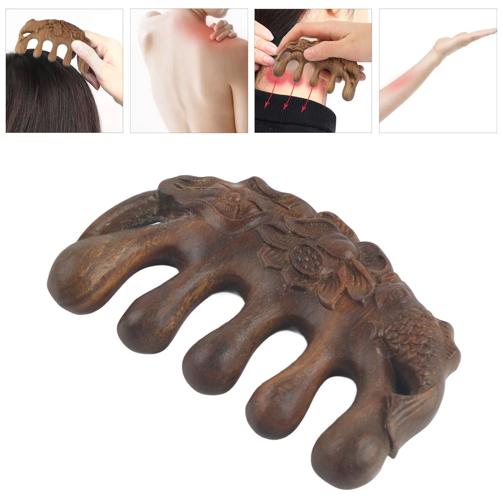 

Meridian Comb Meridian Wide Tooth Massage Comb Green Sandalwood Head Scalp Massage Comb for Neck Shoulder Hand Wooden Hair Comb