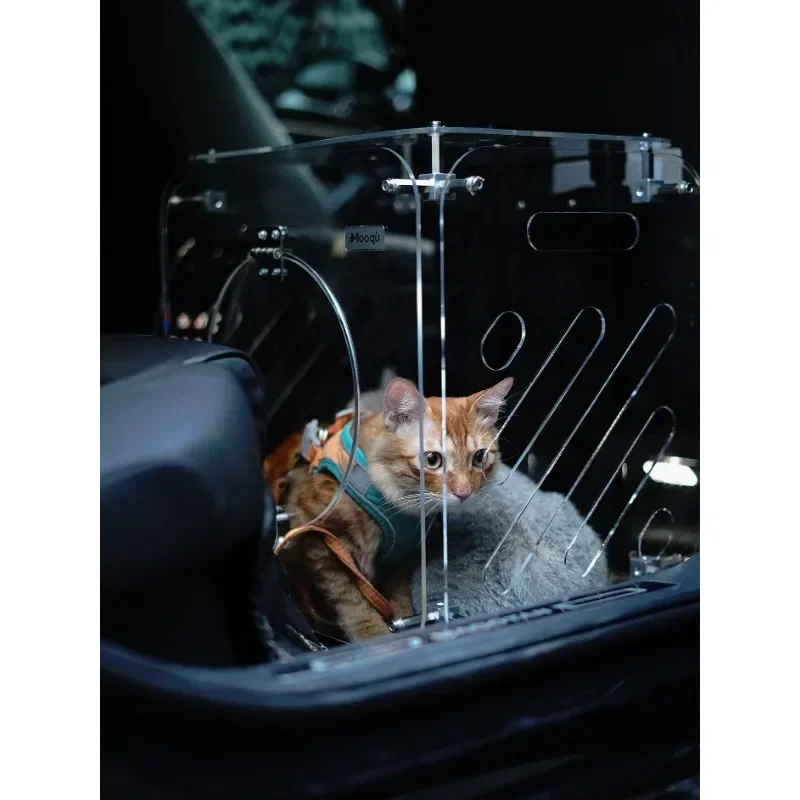 New Arrival Transparent Cat Carrier Large Capacity Pet Luggage Bag with Wheels