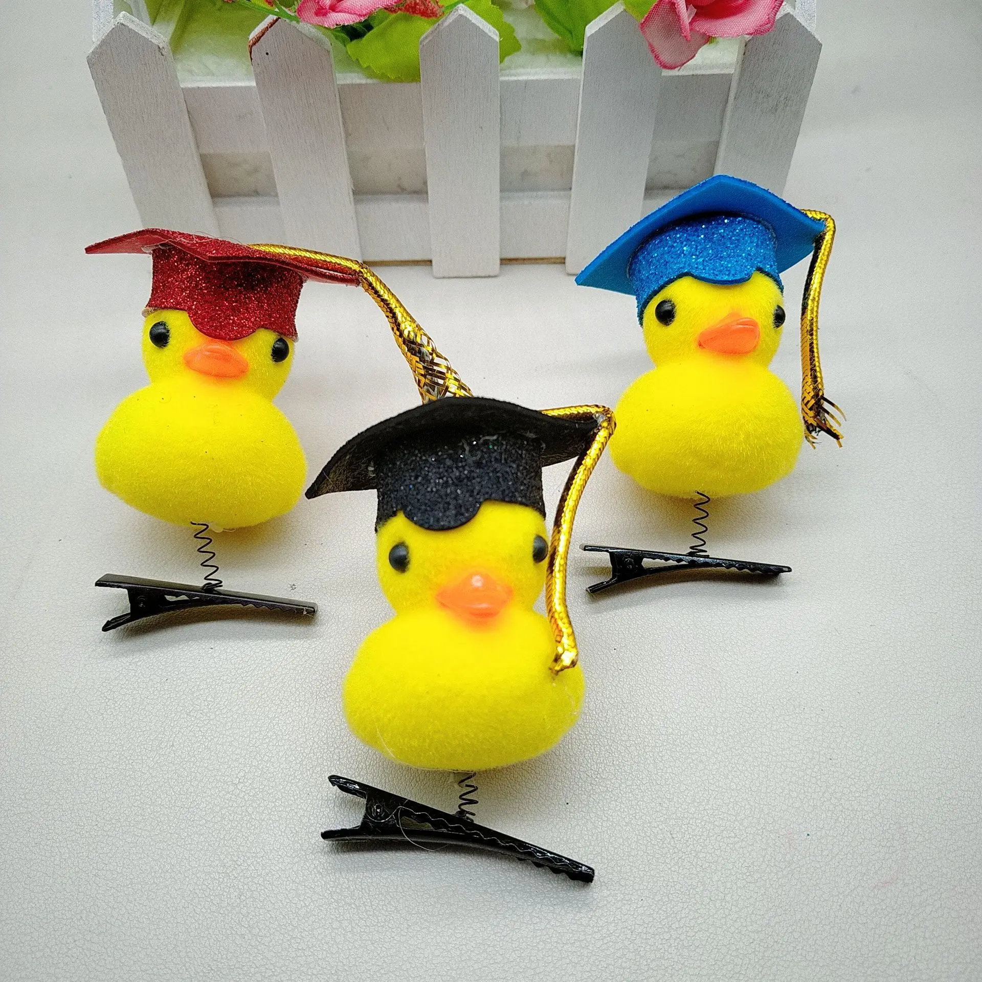 10/20/50/100Pcs/Lot Cartoon Funny Children 3D Mixed hair Little Yellow Duck Plush Hairpin Fashion DIY Duckbill Clip Accessories